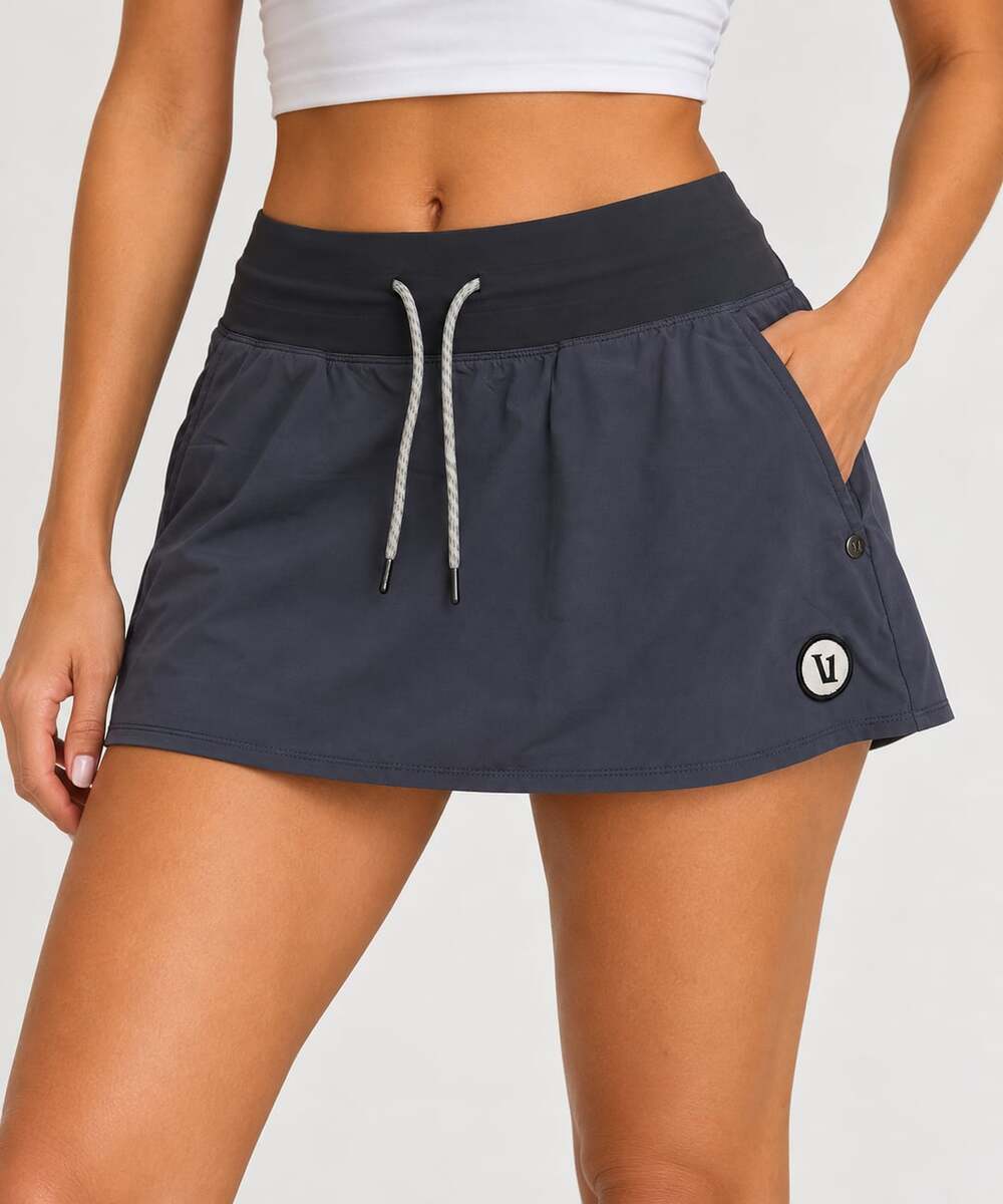 Vuori Women’s Gray Performance Skort Drawstring Athletic Skirt Small